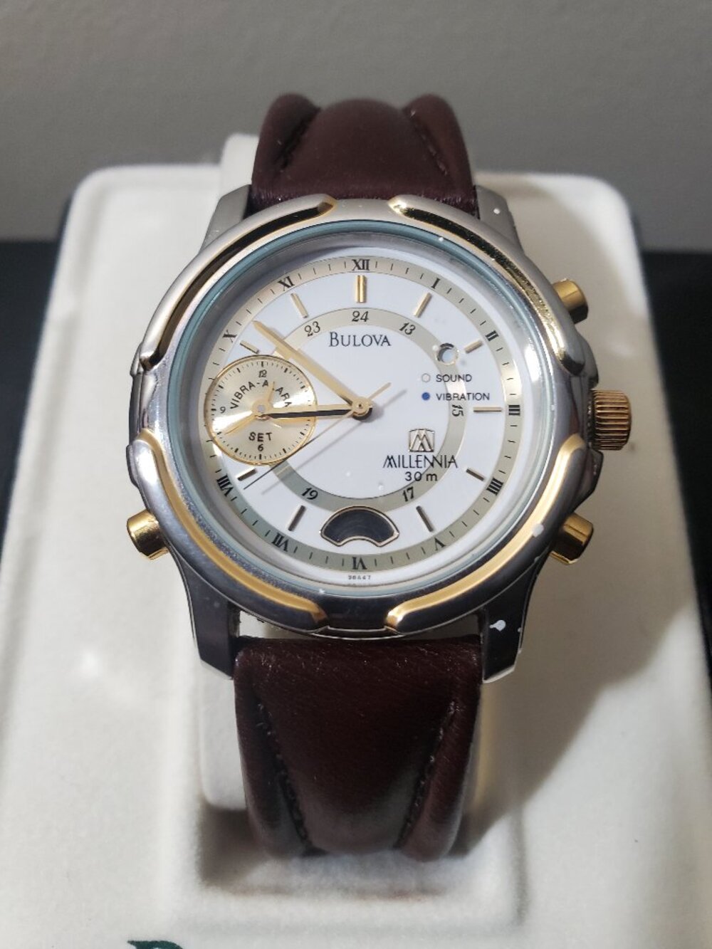 Bulova Vibra Alarm Millennia Two Tone Mens Quartz Watch